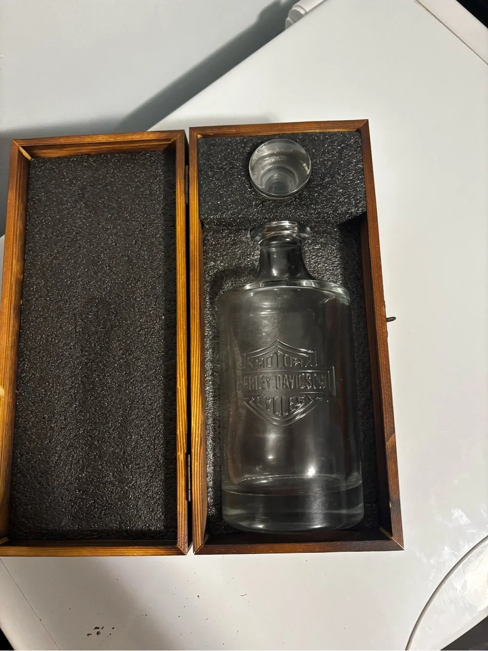 Harley-Davidson Clear Glass Decanter with Clear Stopper
